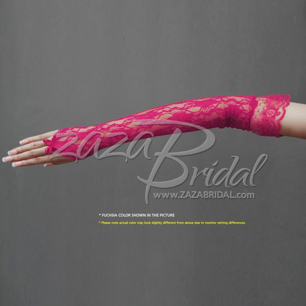 Flower Pattern Fingerless Lace Gloves with Elastic Ruffle 12BL